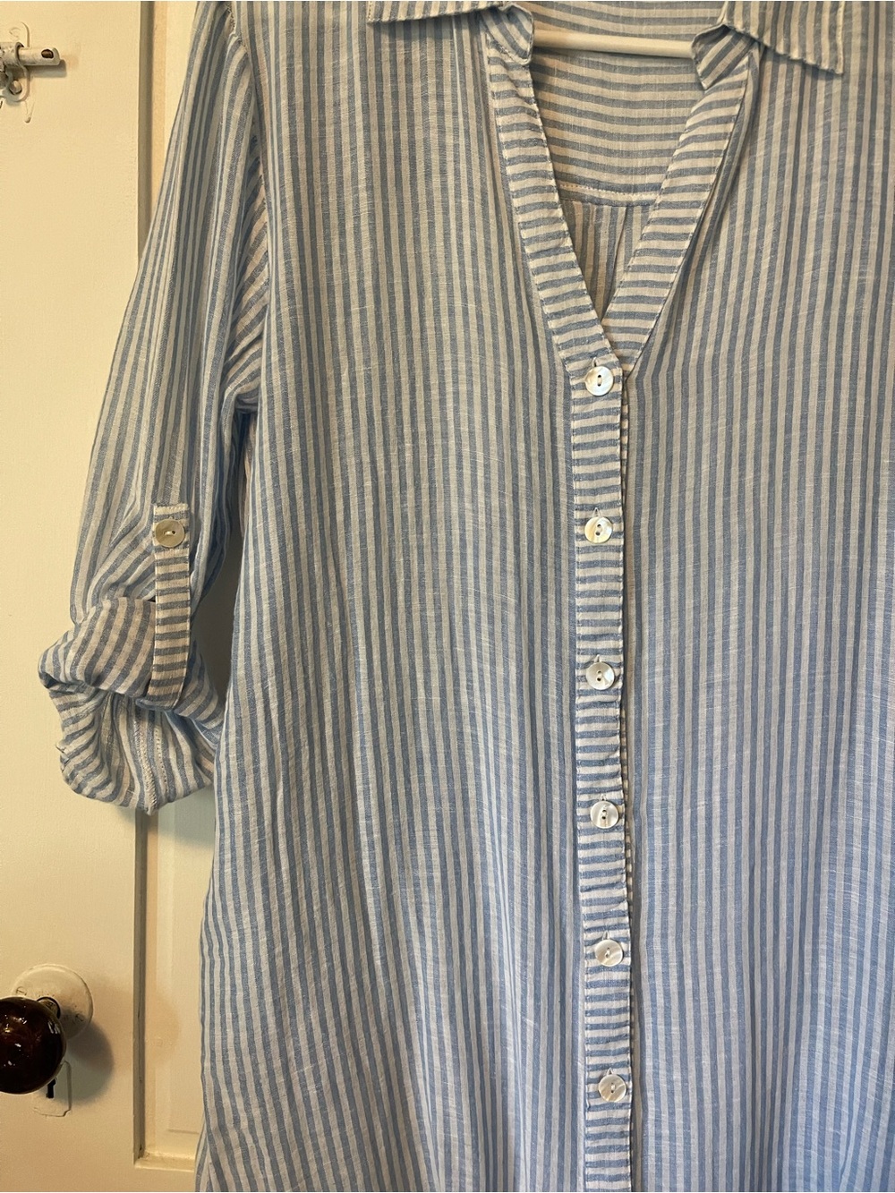 blue island Blue and White Striped Button Shirt - Picture 6 of 9